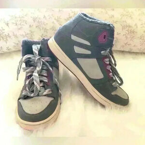 DC gray pink white high top sneakers tennis shoes girl youth 5